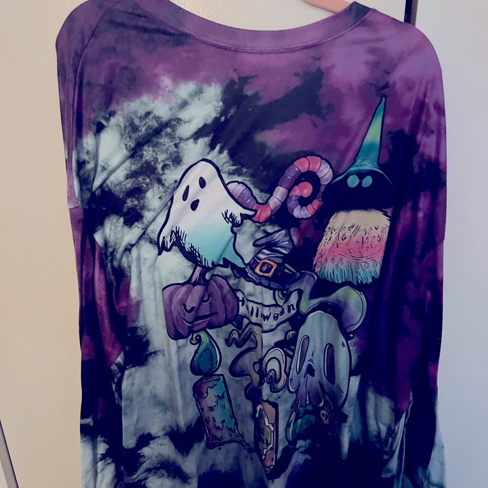 PLUS Halloween Print Tie Dye Top